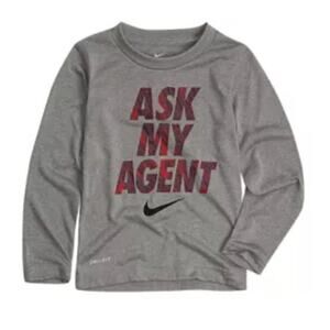 Nike Little‎ Boy’s 6 “Ask My Agent” Gray Dri-Fit Long Sleeve Shirt